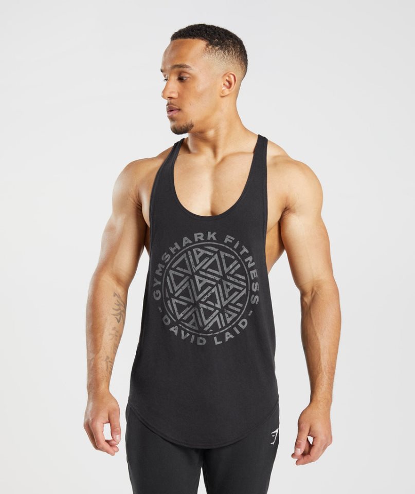 Podkoszulki Gymshark GS x David Laid Stringer Męskie Czarne | PL 102HTQ